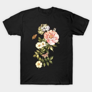 Watercolor Vintage Floral Motifs T-Shirt